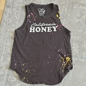 Chaser Black Tank Top with Pink and Yellow Splatter